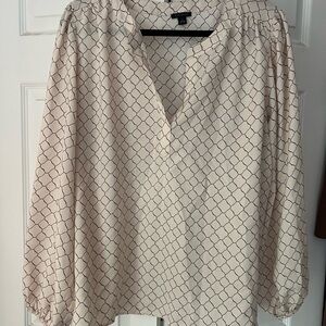 Lot of 3 Ann Taylor Work Blouses, Crème, Black Print and Green Size XL